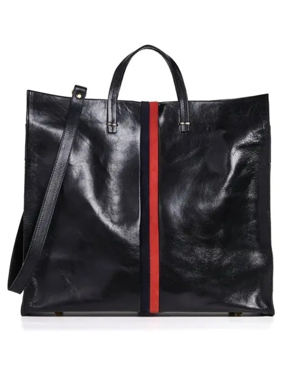 CLARE V Simple Tote Carryall in Black Leather
